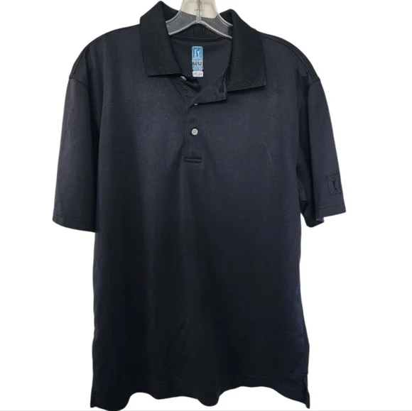 PGA Tour Black Polo Shirt Classic Style - Picture 1 of 3